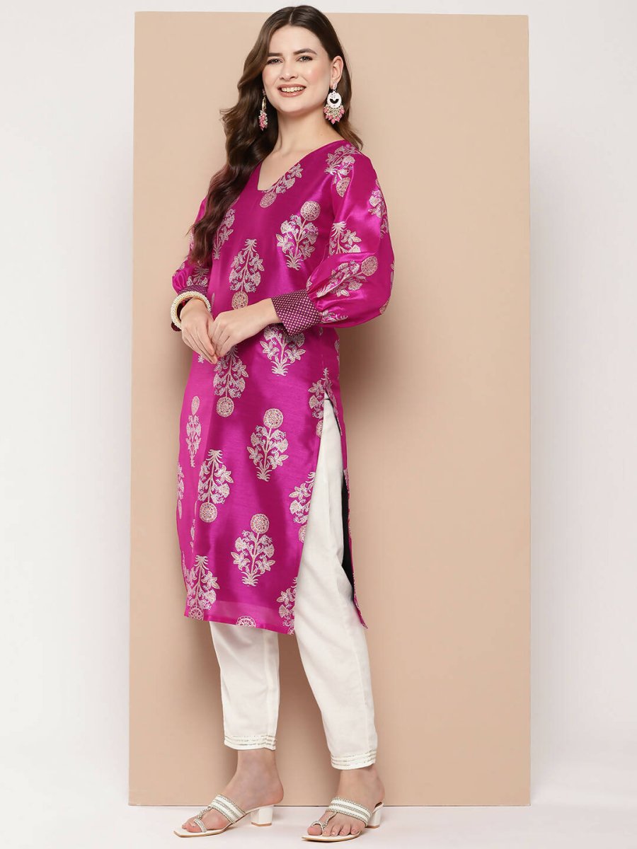 Ahalyaa Women's Traditional wear Kurta - Pink | Swadesiicart