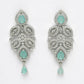 NVR Women's silver plated Turquoise CZ stone handcrafted jewellery set - Swadesiicart