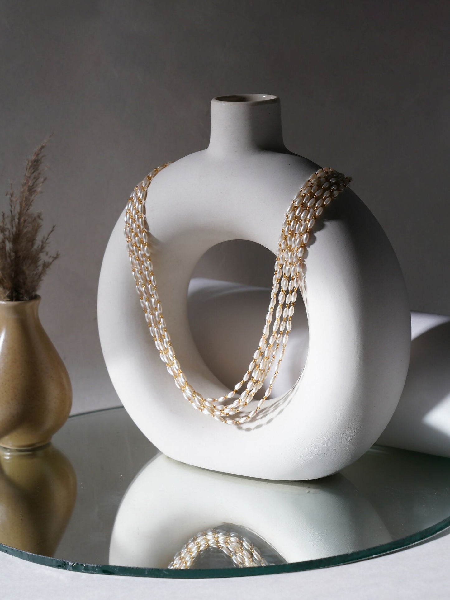 Layered Pearl Neckpiece (Gold) - Ruby Raang | Swadesiicart