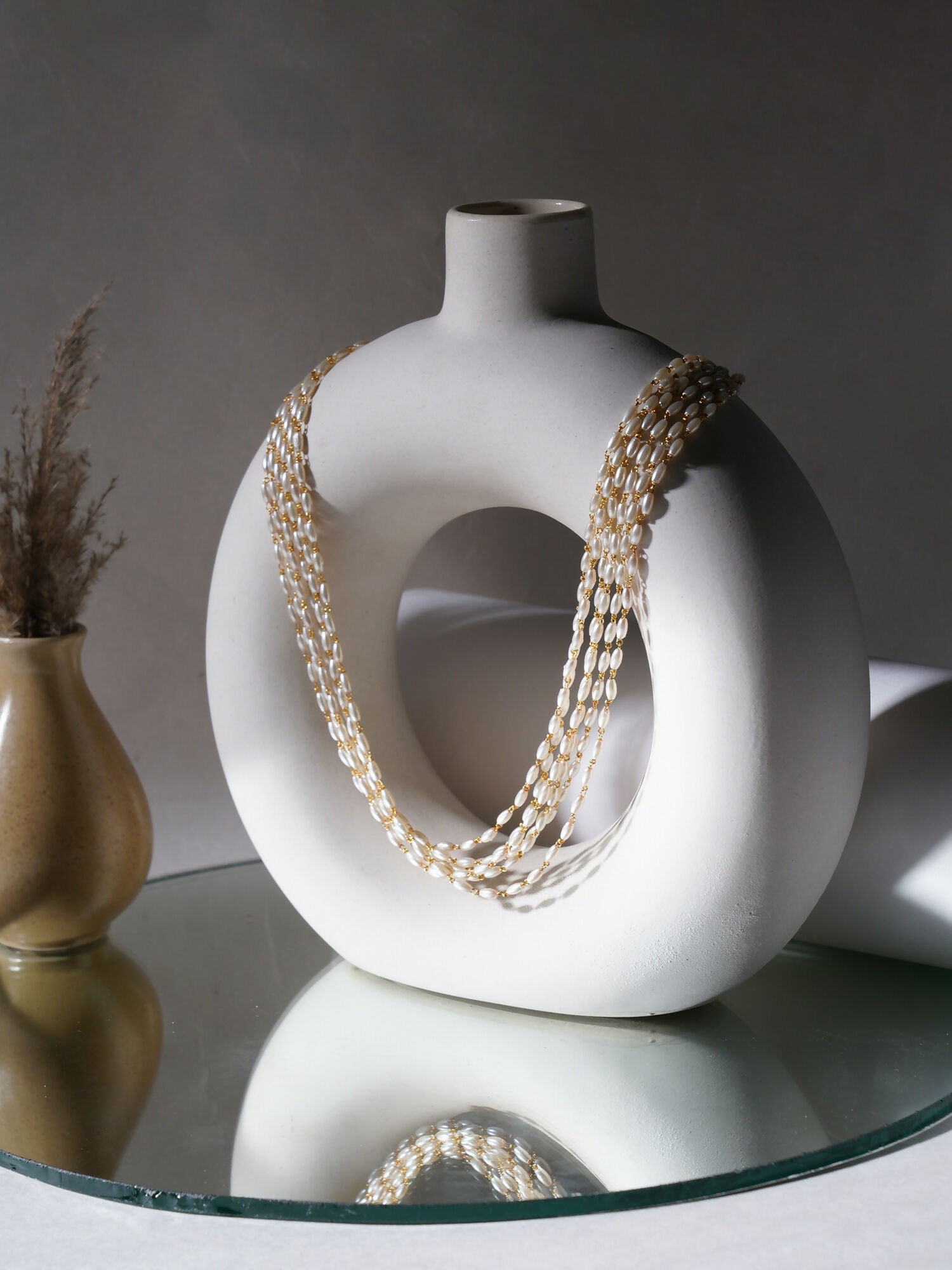 Layered Pearl Neckpiece (Gold) - Ruby Raang | Swadesiicart