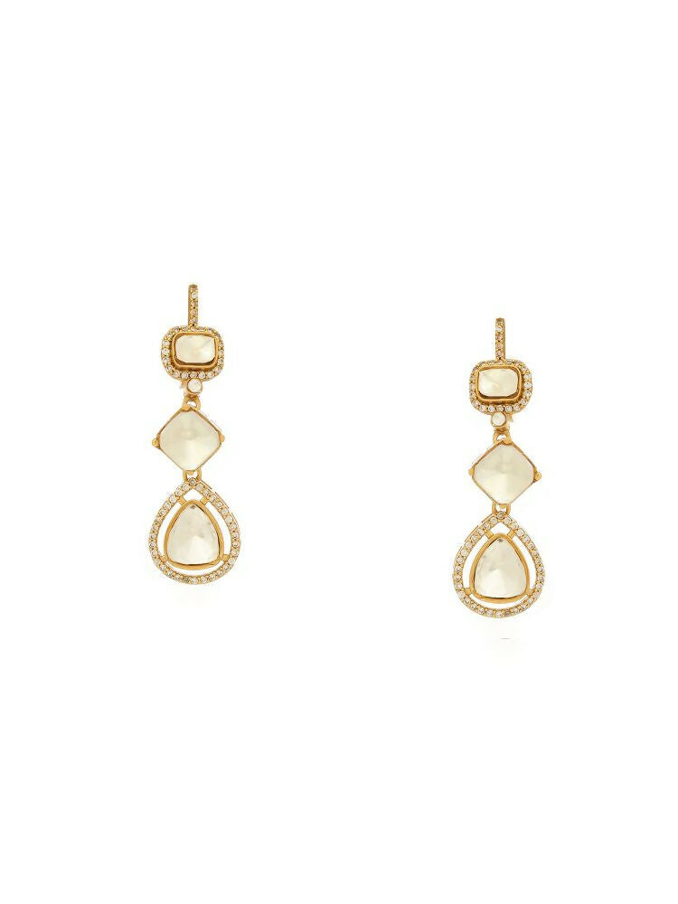 Women's Long Kundan Earrings - Ruby Raang | Swadesiicart