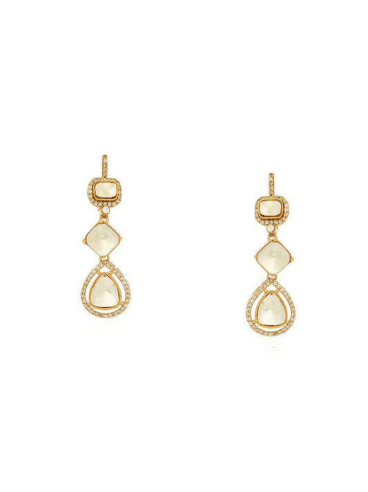 Women's Long Kundan Earrings - Ruby Raang | Swadesiicart