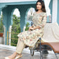 Vaasva Women's Cream Tissue Embroidered Suit Set With Solid Pant And Embroidered Dupatta | Swadesiicart