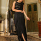 Janasya Black Georgette Sequined Saree and Blouse | Swadesiicart