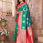 Joban Fashion Green Banarasi Soft Silk Woven Saree | Swadesiicart