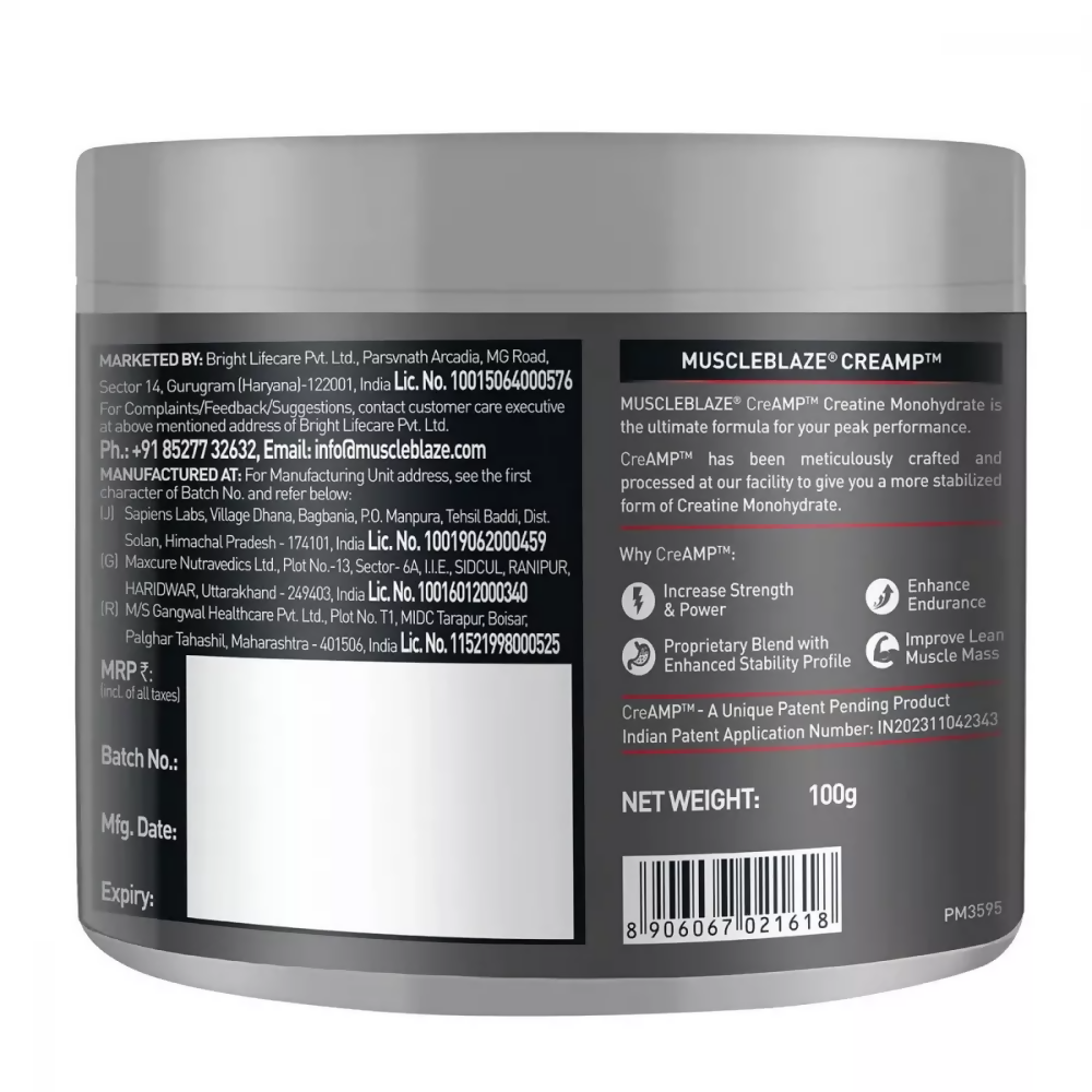 MuscleBlaze Creatine Monohydrate Creamp Unflavored | Swadesiicart