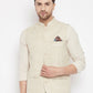 Even Apparels Beige Linen Men Woven Nehru Jacket | Swadesiicart
