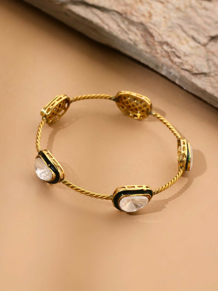 Antique Finish Kundan bangle - Ruby Raang | Swadesiicart