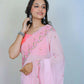 Vamsee Rashmika Baby Pink Georgette Saree - Swadesiicart