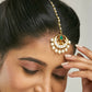 Nuyug 22K Gold-Plated Green Stone & Kundan Studded with Pearl Drop Maang Tikka Head Jewellery | Swadesiicart