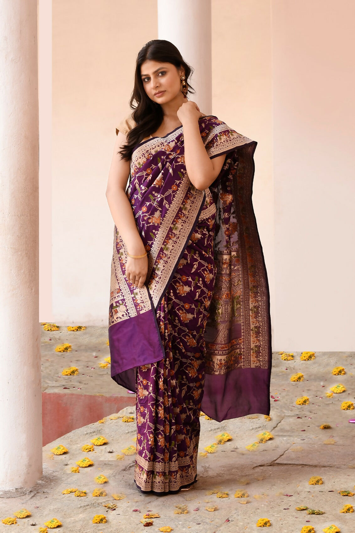 Joban Fashion Pure Katan Pure Handloom Banarasi Silk Saree | Swadesiicart