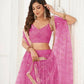 Aastha Fashion Pink Butterfly Net Tone To Tone Thread Work, Sequence Work And Original Mirror Work Embroidery Wedding Wear Lehenga Choli