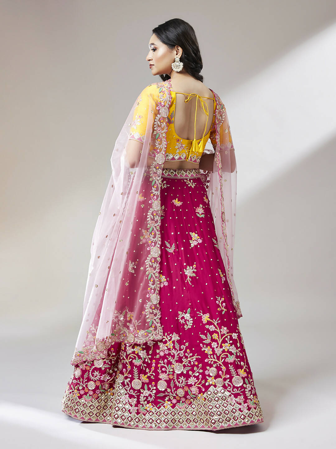 House of Panchhi Rose Pure Georgette Sequinse Work Lehenga & Blouse with Dupatta | Swadesiicart
