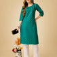 Jyoti Fashion Women's Rama Cotton Blend Embroidered Kurta Pant Set - Swadesiicart