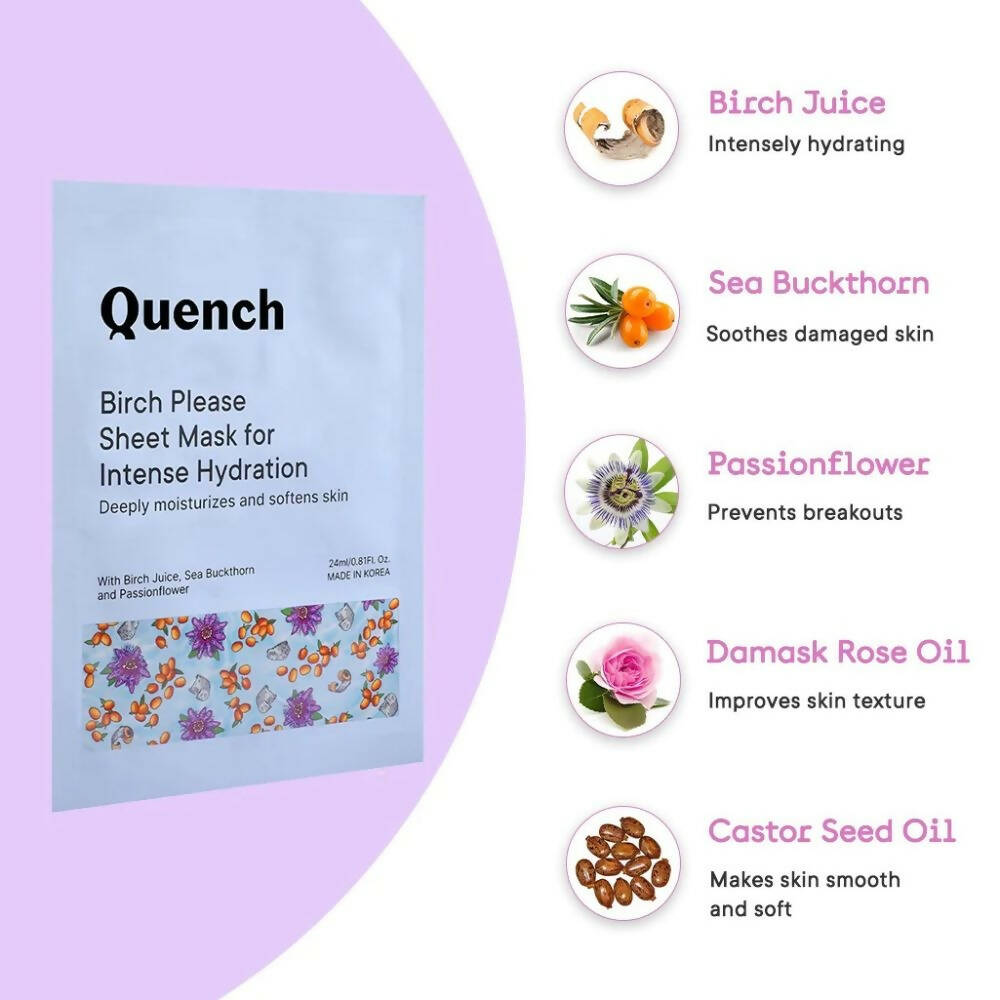 Quench Botanics Birch Please Sheet Mask for Intense Hydration - Korean Skincare | Swadesiicart