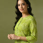 Myshka Women's Green Printed Cotton Round Neck Party Tunic With Trousers Co-ord set - Swadesiicart