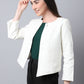 Even Apparels White 100% Viscose Open Front Statement Women's Jacket | Swadesiicart