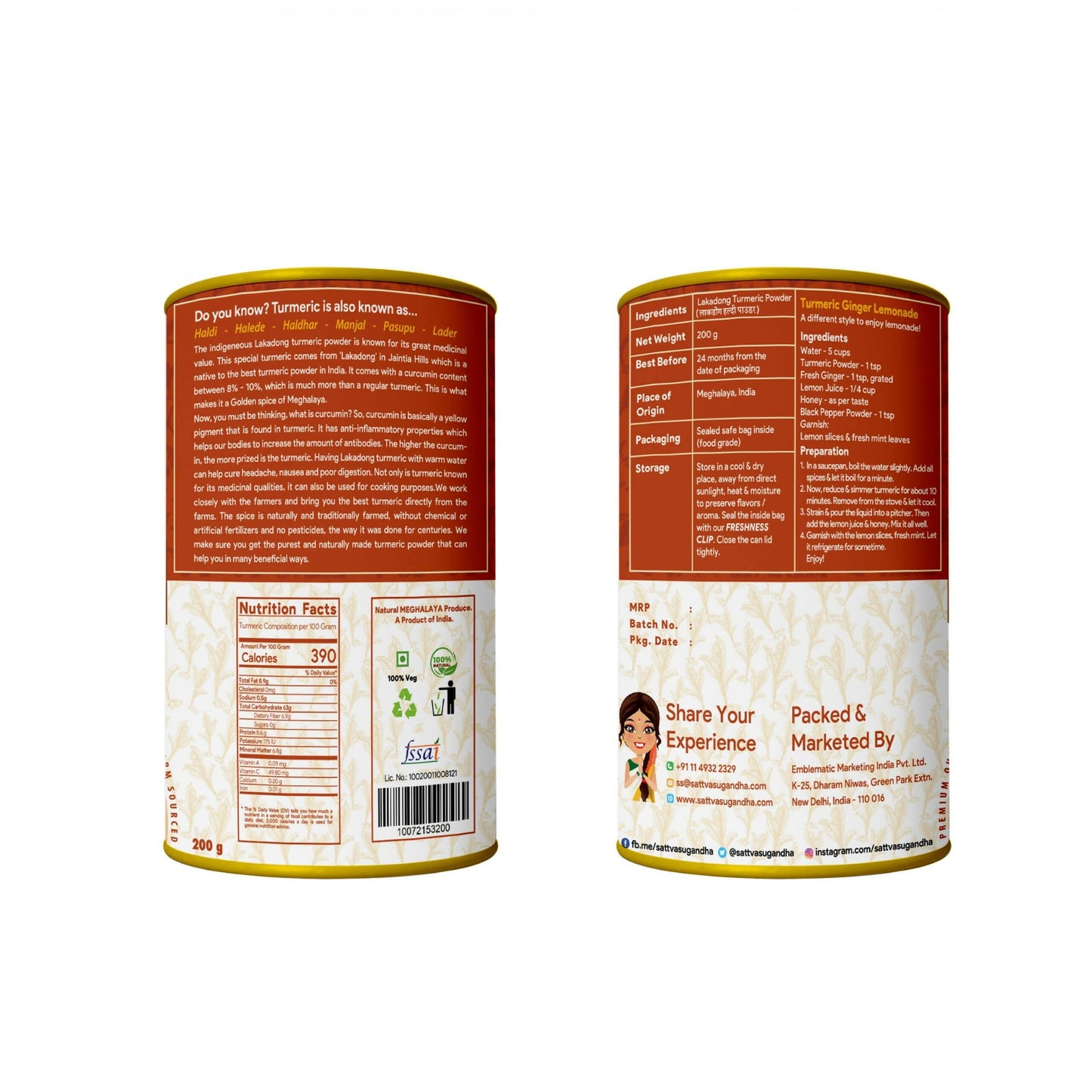 Sattva Sugandha Lakadong Turmeric Powder - Swadesiicart