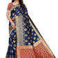 Vamika Banarasi Jacquard Weaving Blue Saree (Dangal Blue) | Swadesiicart