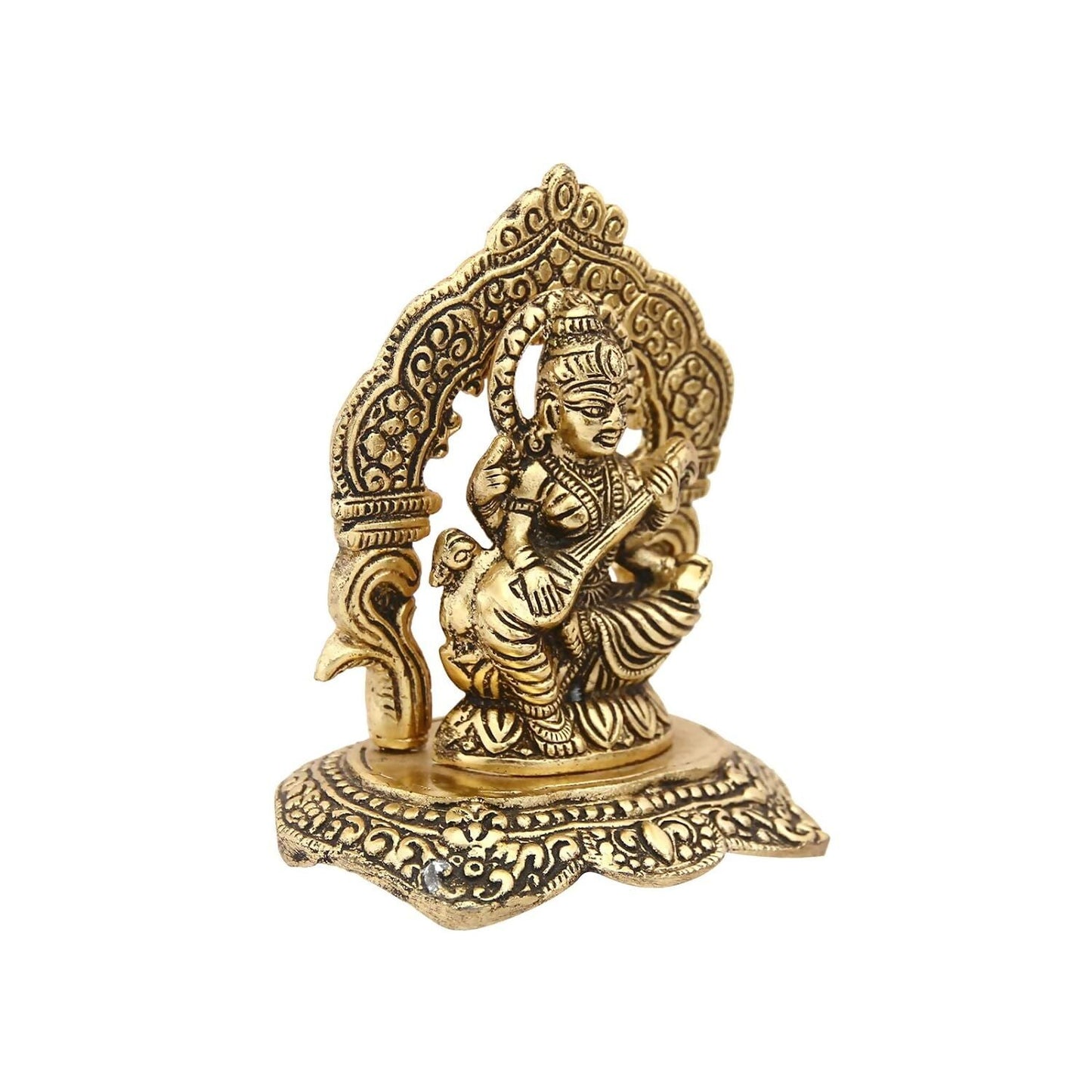 Handicrafts Paradise Metal Goddess Saraswati Idol - Swadesiicart