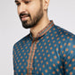 Ethnic India Blue Men's Kurta Ethnic Motifs Polyester | Swadesiicart