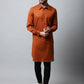 Even Apparels Brown Color Pure Cotton Solid Men's Kurta With Shirt Collar (SLD1137) | Swadesiicart