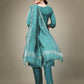 Jyoti Fashion Women's Teal Cotton Blend Embroidery & Sequence work Kurta with Trouser & Dupatta | Swadesiicart