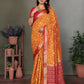 Joban Fashion Orange Plain Banarasi Silk Sarees | Swadesiicart