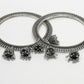 NVR Women's Set of 2 Silver-Toned German Silver Oxidised Bangle - Swadesiicart