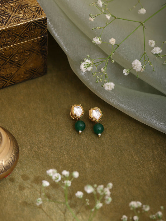 Ruby Raang Green Kundan Studs | Swadesiicart