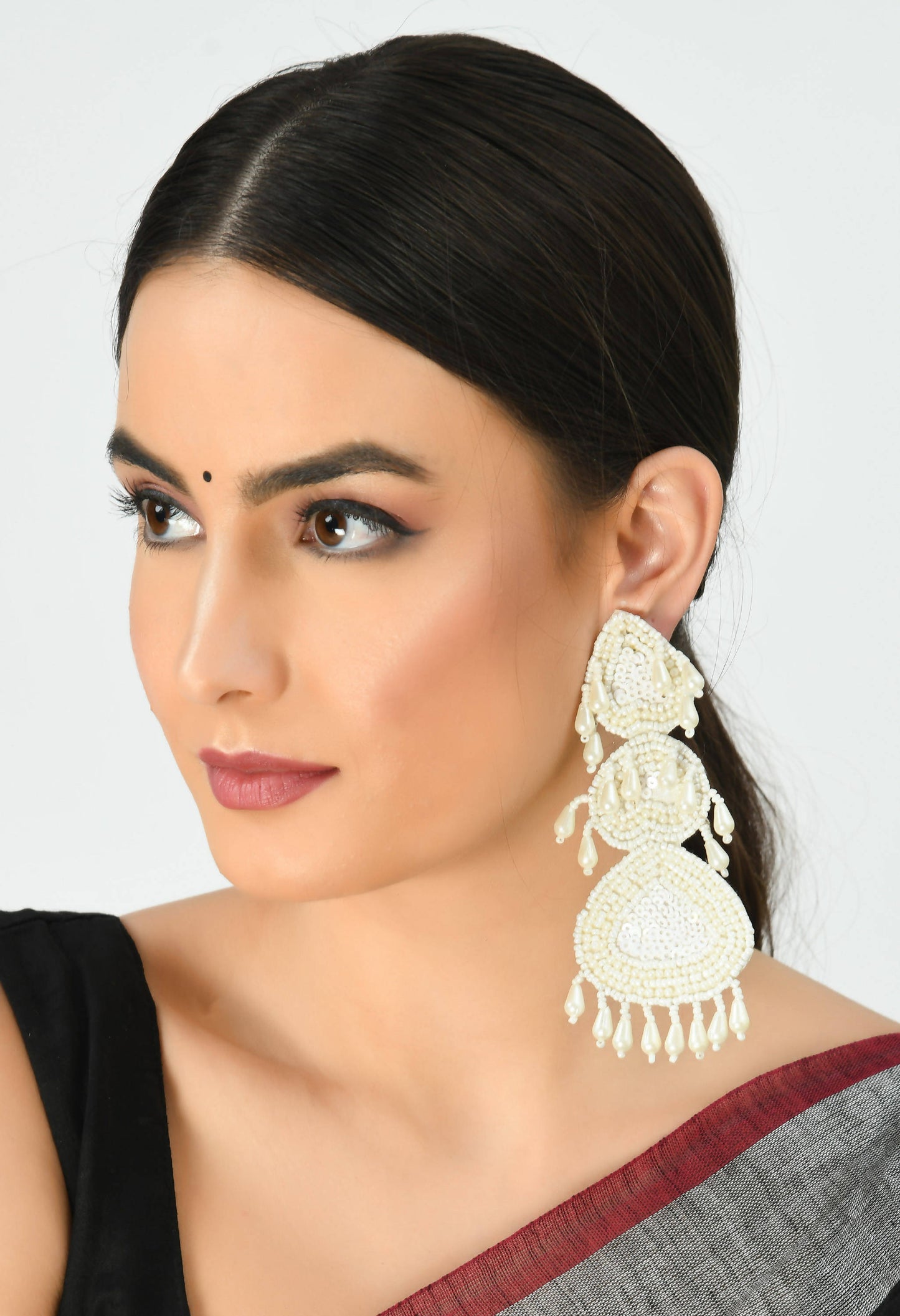 Mominos Fashion Johar Kamal Handicraft Off White Pearls Earrings - Swadesiicart