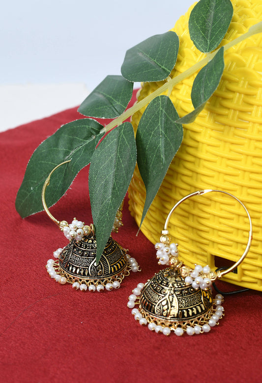 Mominos Fashion Johar Kamal Women's Latest Designer Golden Color Jhumkas - Swadesiicart