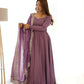 Joban Fashion Purple Kurta Set Chanderi Sequence Embroidery Work - Swadesiicart
