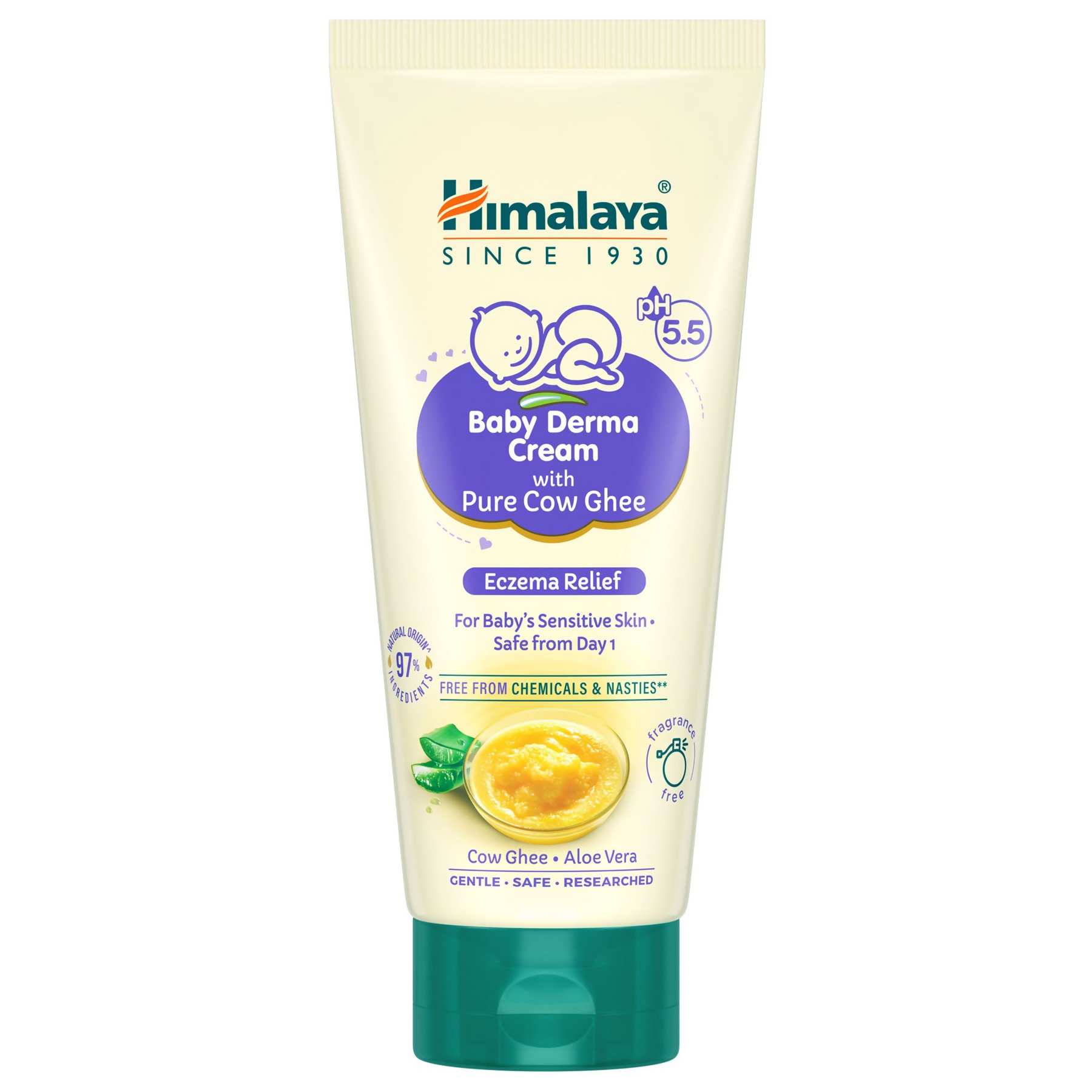 Himalaya Baby Derma Cream with Pure Cow Ghee | Ayurvedic Moisturizer for Dry & Sensitive Baby Skin - Swadesiicart