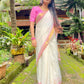 Exclusive Collection Beautiful White Pink Pure Cotton Hand Weaving Handloom Saree With Running Blouse Piece - Swadesiicart