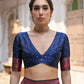 Vishnu Weaves Women's Navy-Blue Silk Woven Saree with Blouse - Swadesiicart