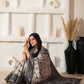 Shree Shyam Fashion Linen Cotton Black & Cream Saree