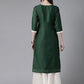 Ahalyaa Women Dark Green Plain Chanderi Kurta with Sharara Set | Swadesiicart