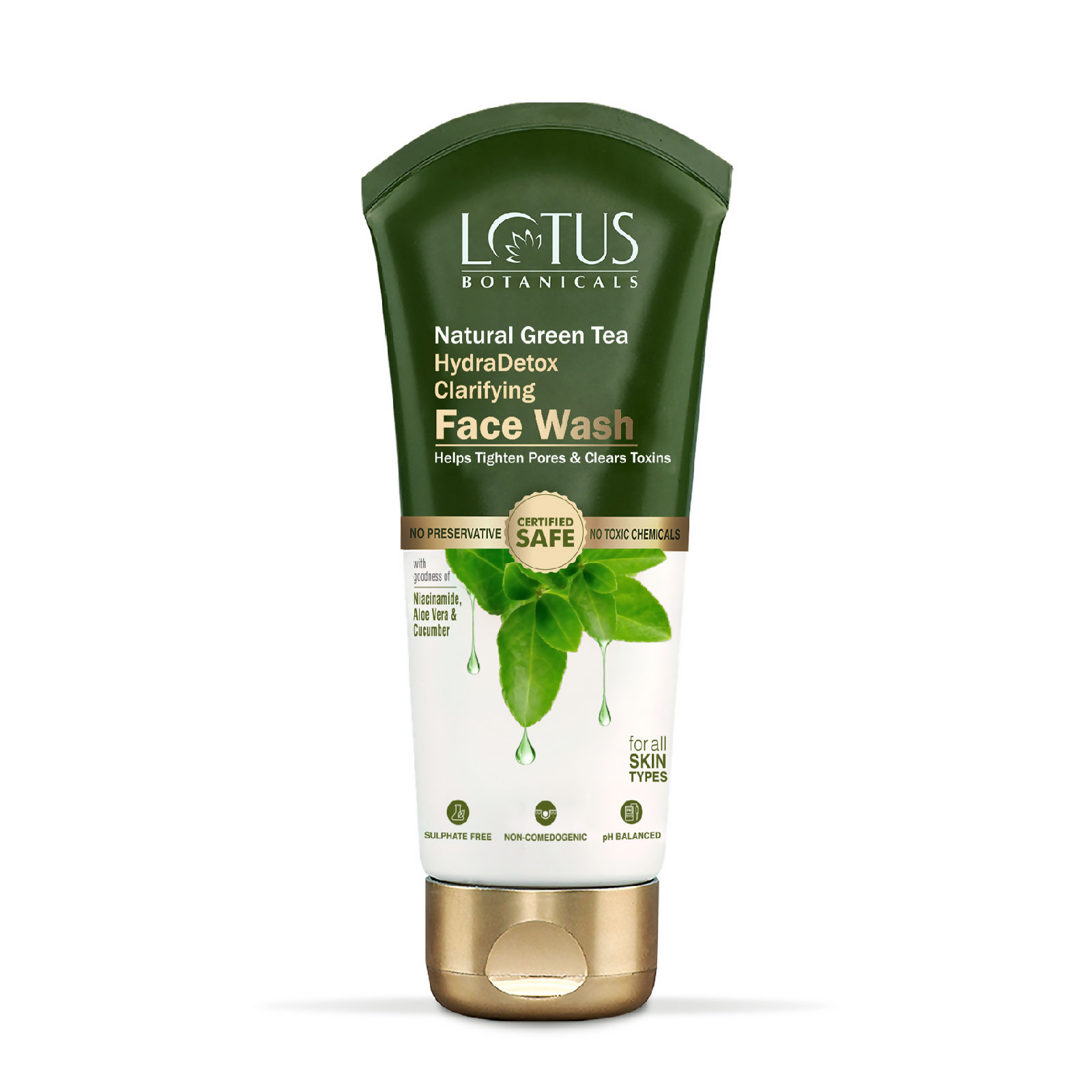 Lotus Botanicals Natural Green Tea Hydradetox Clarifying Face Wash - Swadesiicart