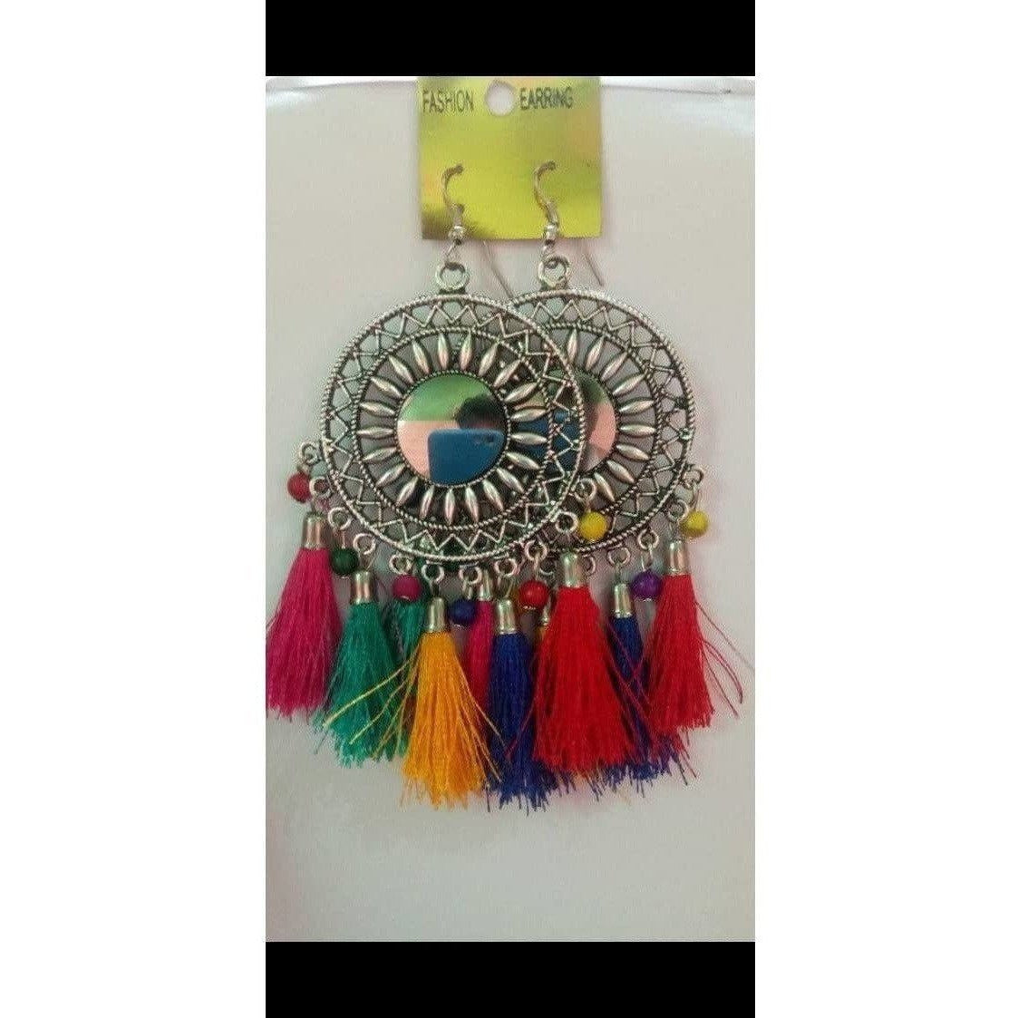 MS Fashion India Muskan Fancy Ear Rings with Multi Color Threads | Swadesiicart