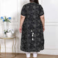 Miravan Women's Plus Size Pure Cotton Black Floral Printed Front Button A-Line Kurta - Swadesiicart