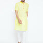 Even Apparels Yellow Color Pure Cotton Men's Kurta With Band Collar | Swadesiicart