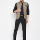 Even Apparels Beige Merino Men Woven Nehru Jacket | Swadesiicart