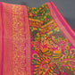 Shades Of Leaf Green Kalamkaari Design Semi Chanderi Saree With Contrast Blouse By Gayathri Reddy Designer Studio | Swadesiicart
