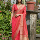 Vishnu Weaves Women's Gajri Soft Tissue Silk Zari Woven Saree with Blouse - Swadesiicart