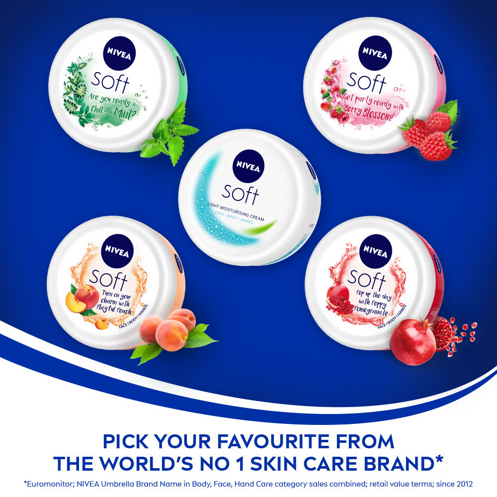 Nivea Soft Light Moisturizer Cream Peppy Pomegranate For Hands And Body - Swadesiicart