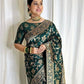DEIANA'S Beautiful Designer Golden zari Soft Lichi Silk Saree - Teal - Swadesiicart
