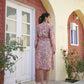 Vaasva Women Pink Muslin Floral Printed Knee Length Dress | Swadesiicart