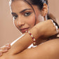 Women's Gold-Toned White Brass Kundan Gold-Polished Link Bracelet - Ruby Raang - Ruby Raang Studio