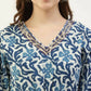 FIORRA Women's Printed Pure Cotton Kaftan Kurta - Blue - Swadesiicart